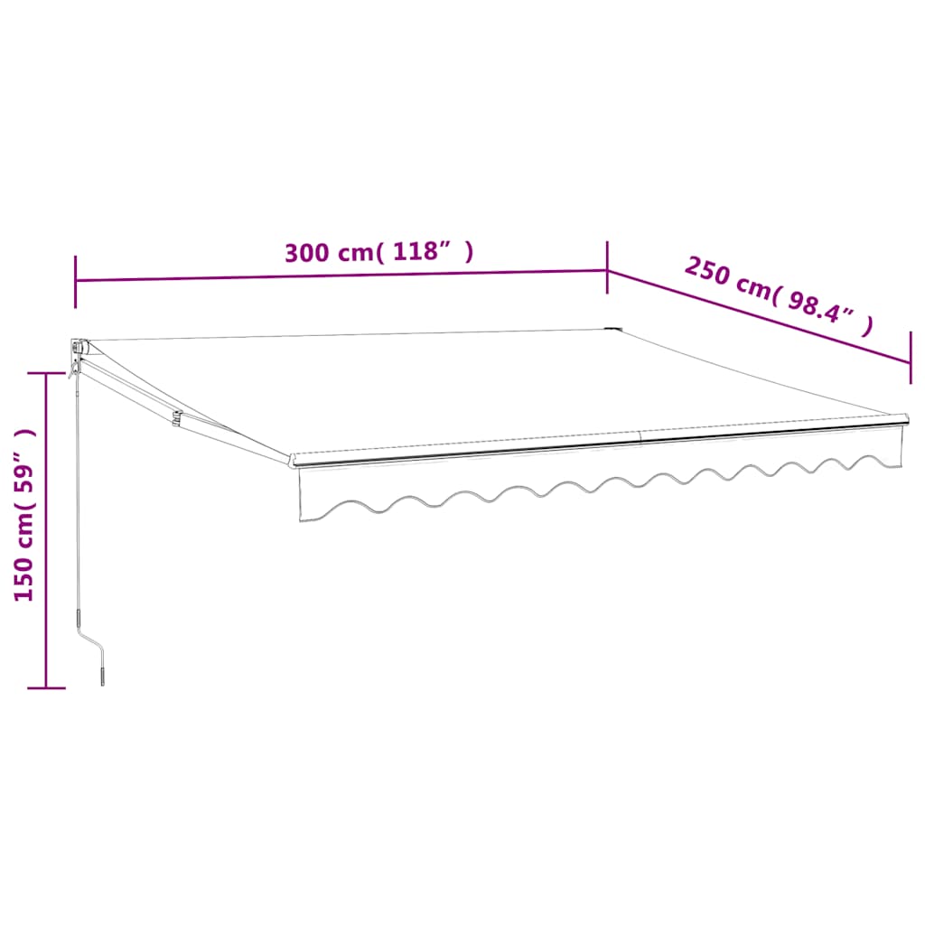 Tenda Sole Automatica Retrattile Gialla e Bianca 3x2,5 m | homemem39