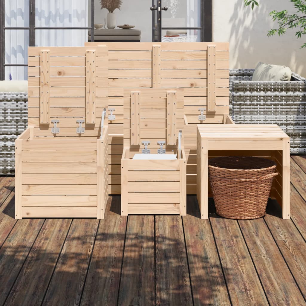 Set Cassette da Giardino 4 pz in Legno Massello di Pino - homemem39