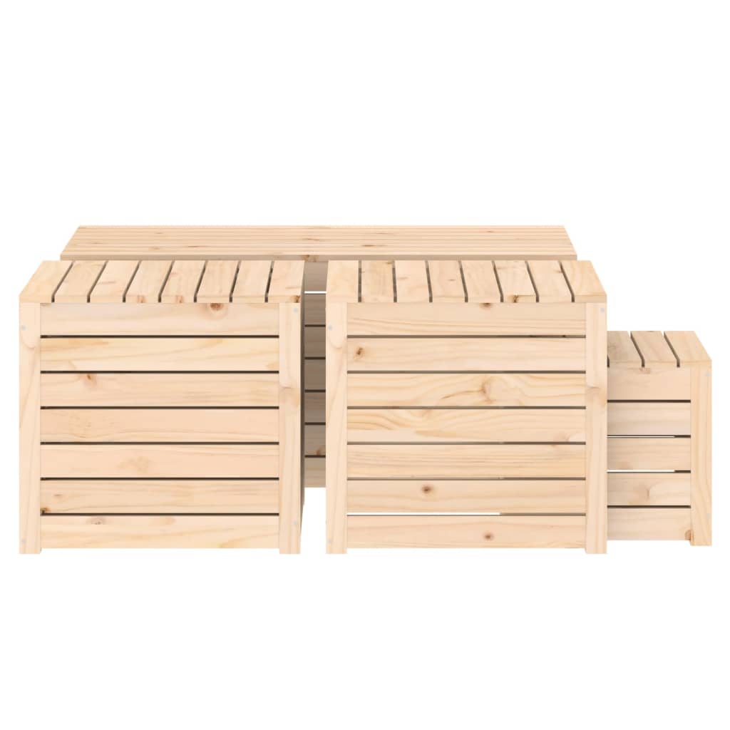Set Cassette da Giardino 4 pz in Legno Massello di Pino - homemem39