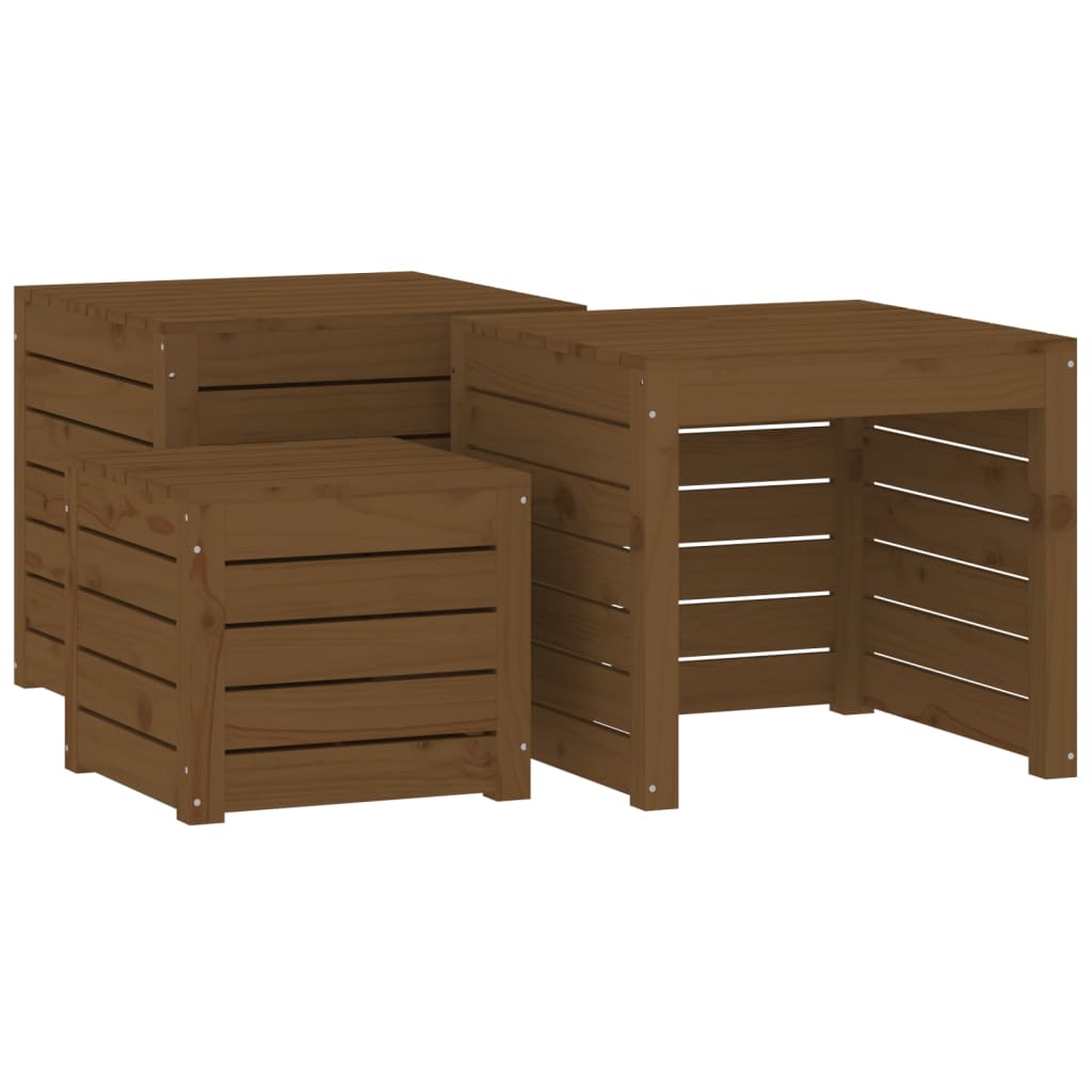 Set Cassette da Giardino 4 pz ambra in Legno Massello di Pino - homemem39