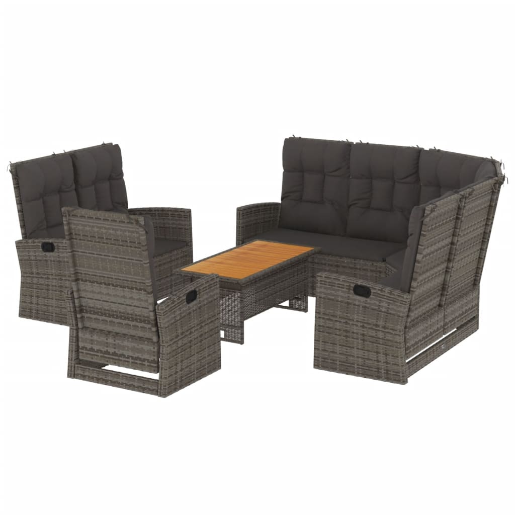 Set Divani da Giardino 4 pz con Cuscini in Polyrattan Grigio | homemem39