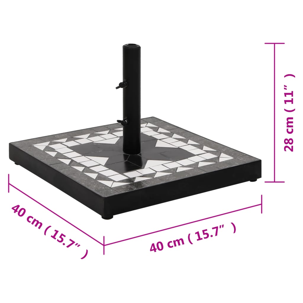 Base per Ombrellone Nero e Bianco Quadrata 12 kg | homemem39