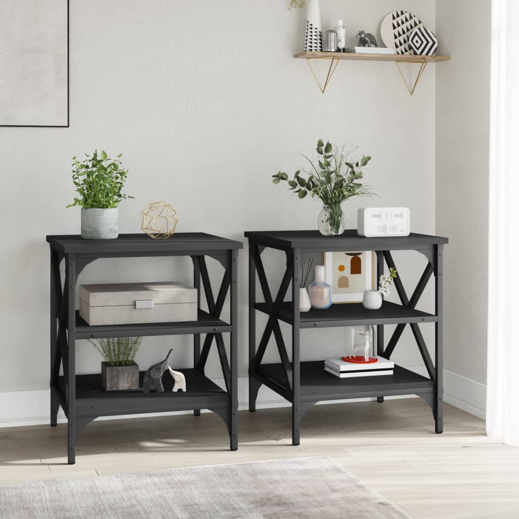 Tavolini 2 pz Neri 40x42x50 cm in Legno Multistrato - homemem39