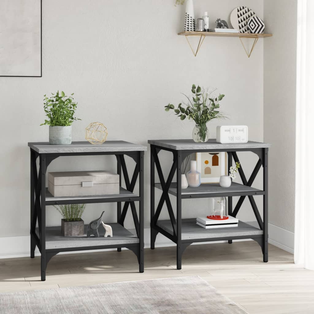 Tavolini 2 pz Grigio Sonoma 40x42x50 cm in Legno Multistrato - homemem39
