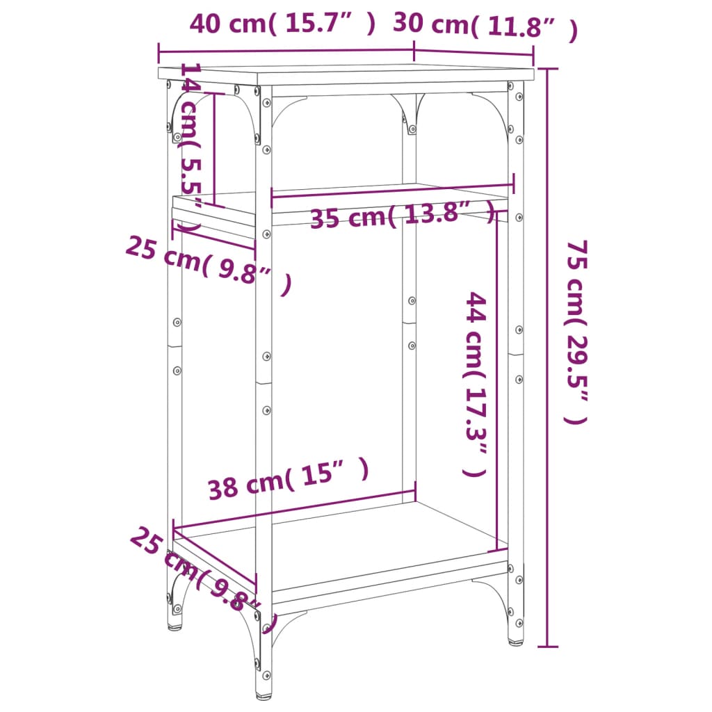 Tavolino Grigio Sonoma 40x30x75 cm in Legno Multistrato - homemem39