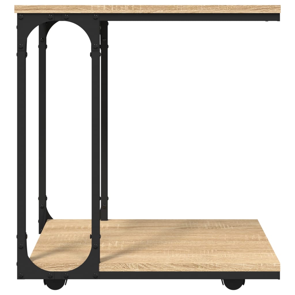 Tavolino con Ruote Rovere Sonoma 50x35x55,5cm Legno Multistrato - homemem39