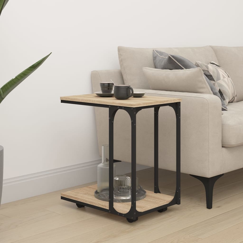 Tavolino con Ruote Rovere Sonoma 50x35x55,5cm Legno Multistrato - homemem39