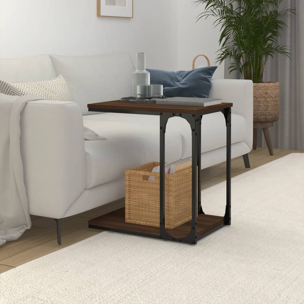 Tavolino Rovere Marrone 50x35x52 cm in Legno Multistrato - homemem39