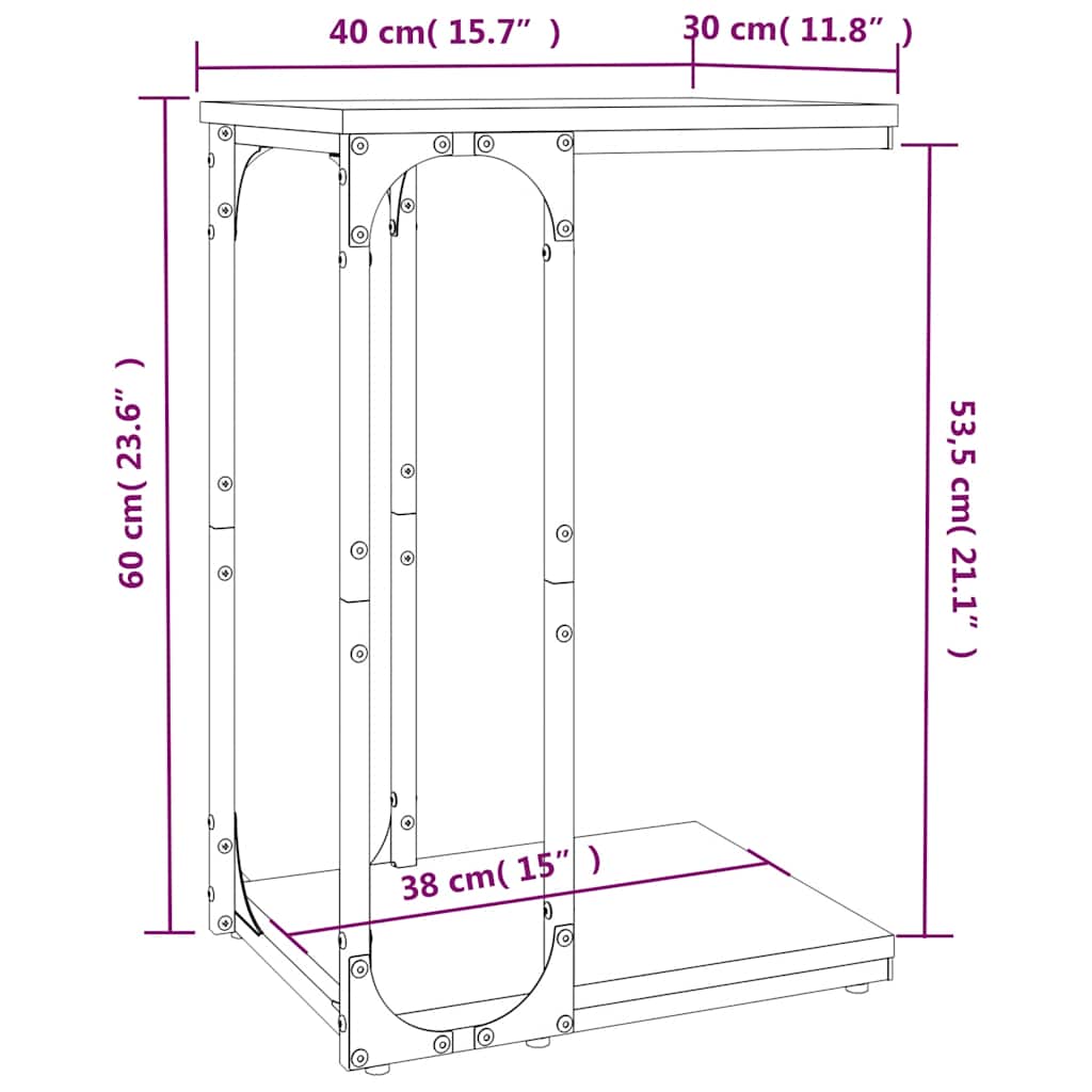Tavolino Rovere Marrone 40x30x60 cm in Legno Multistrato | homemem39