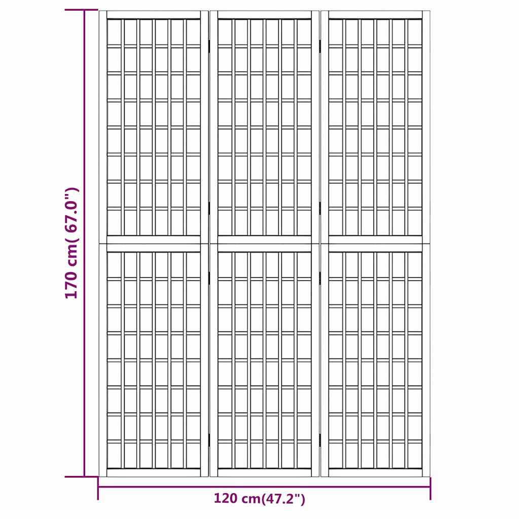 Divisorio Pieghevole 3 Pannelli Stile Giapponese 120x170cm Nero | homemem39