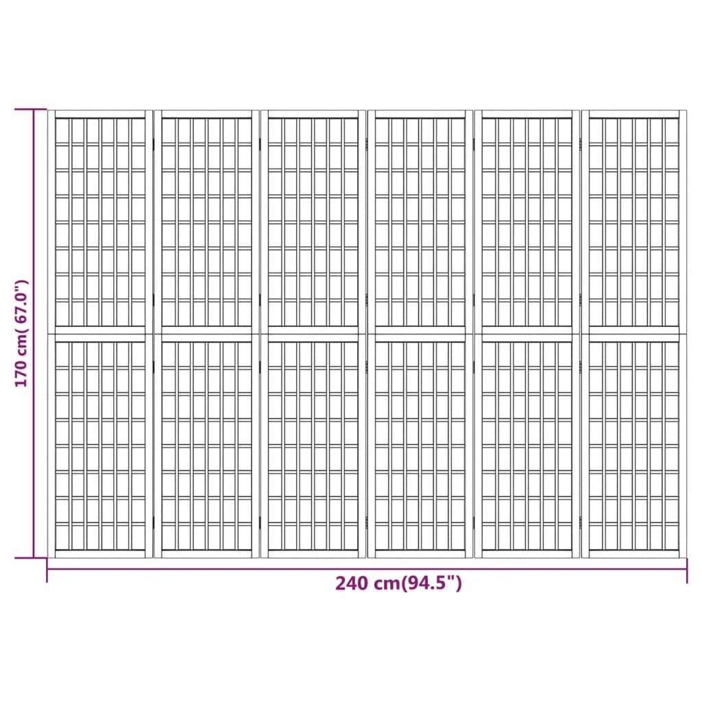 Divisorio Pieghevole 6 Pannelli Stile Giapponese 240x170cm Nero - homemem39