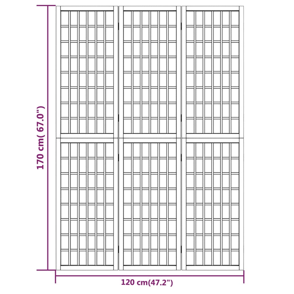 Divisorio Pieghevole 3 Pannelli Stile Giapponese 120x170cm Nero | homemem39