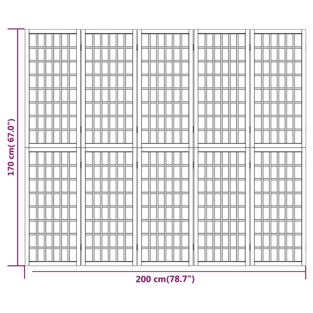 Divisorio Pieghevole 5 Pannelli Stile Giapponese 200x170 cm | homemem39