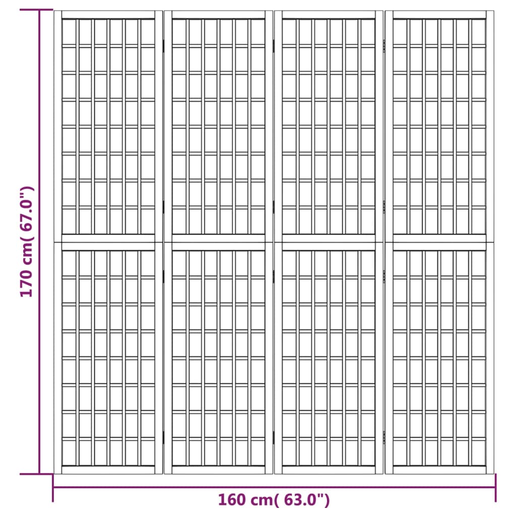 Divisorio Pieghevole 4 Pannelli Stile Giapponese 160x170 Bianco | homemem39