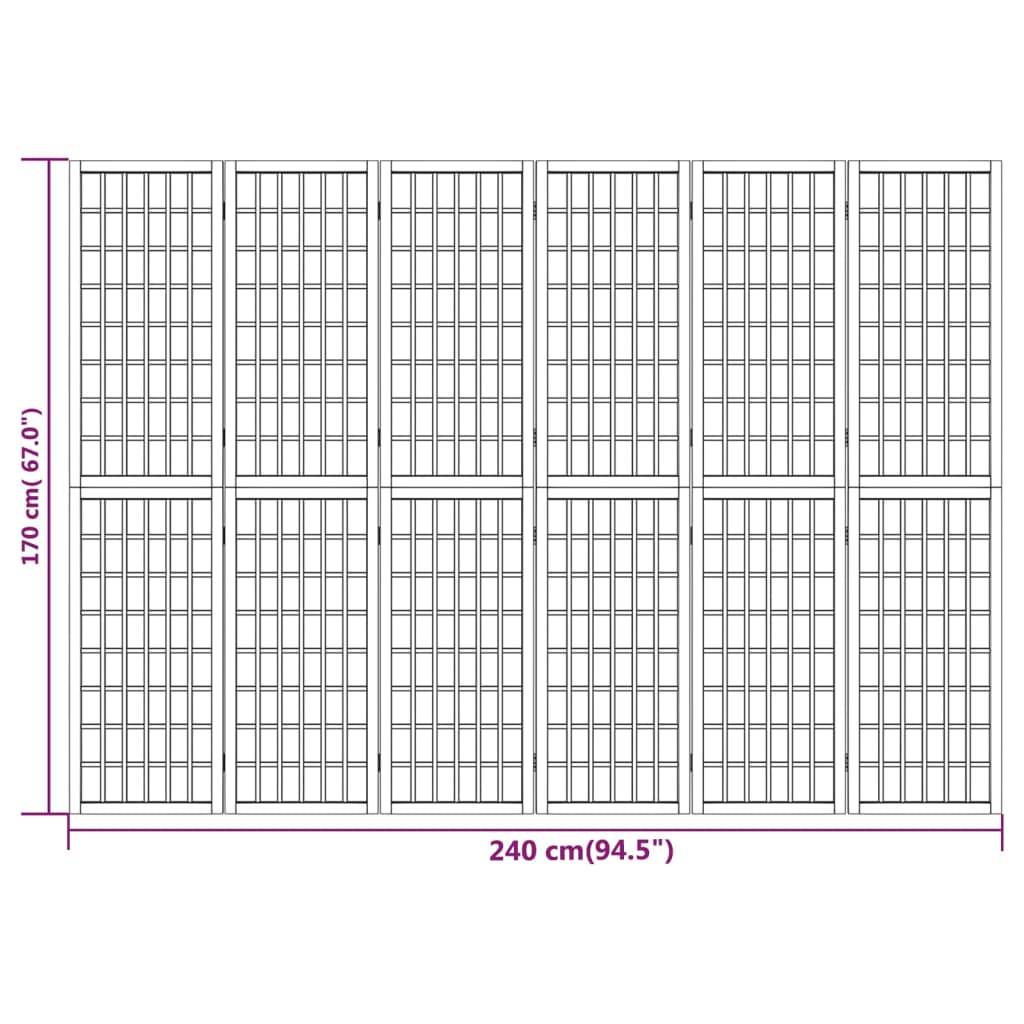 Divisorio Pieghevole 6 Pannelli Stile Giapponese 240x170 Bianco | homemem39