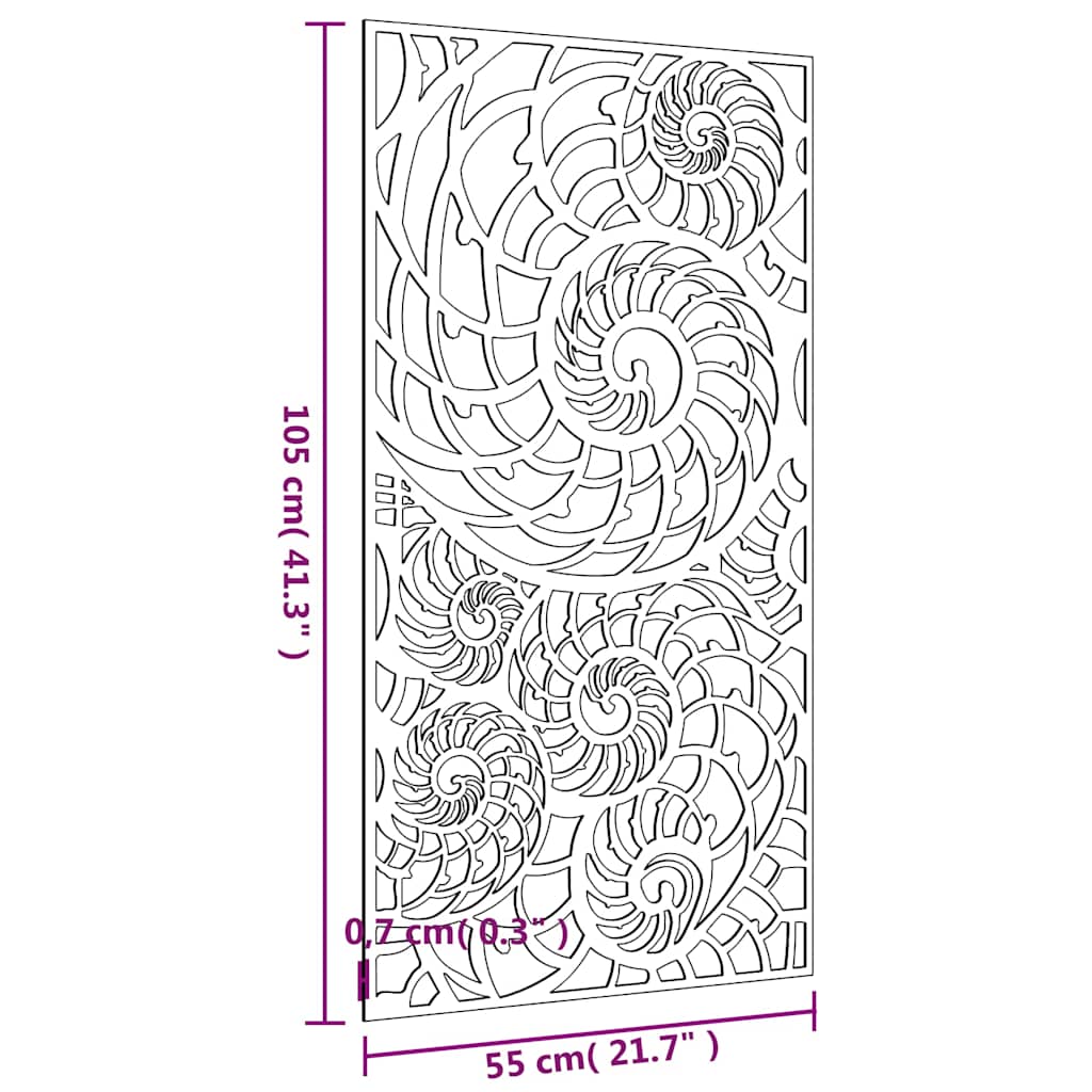 Decorazione Muro da Giardino 105x55cm Conchiglia Acciaio Corten | homemem39