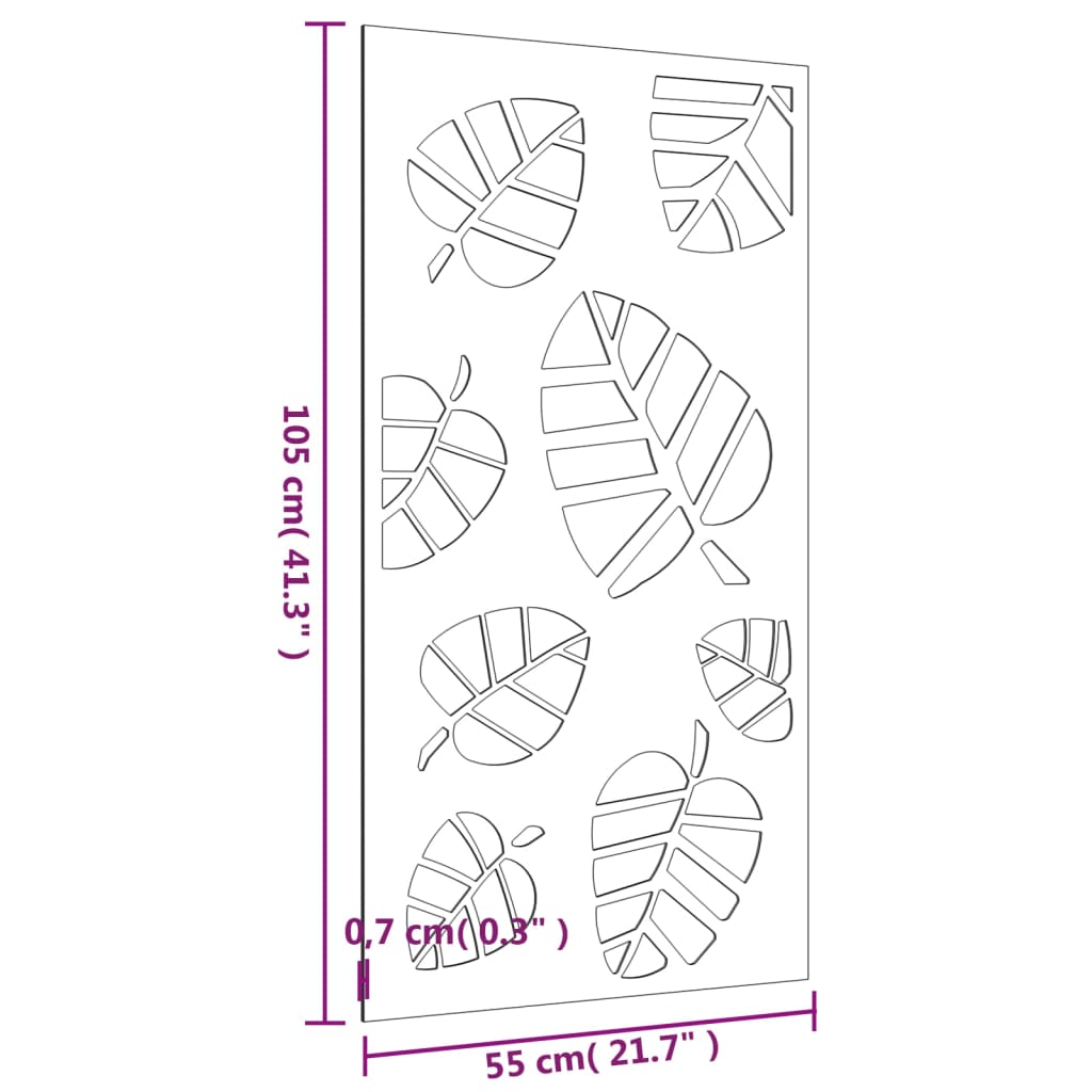 Decorazione Muro da Giardino 105x55 cm Foglia Acciaio Corten - homemem39
