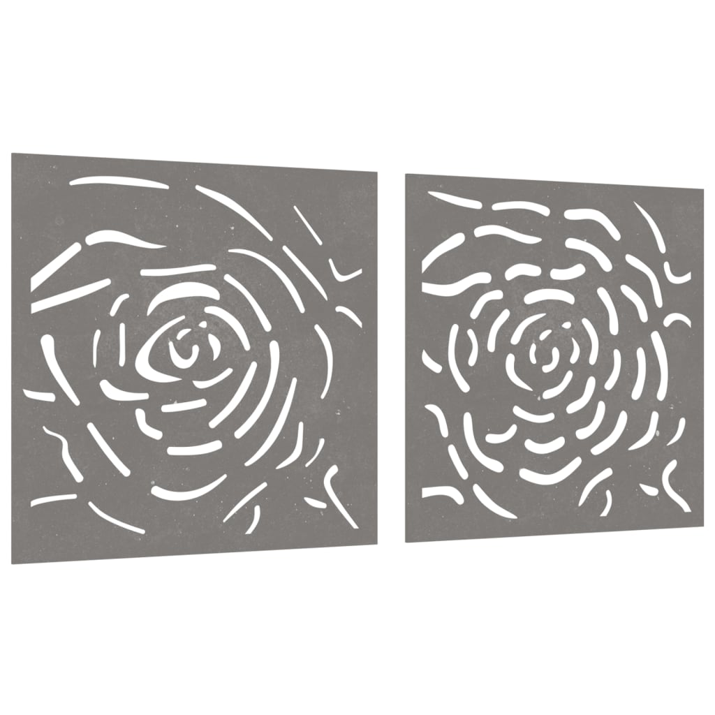 Decorazioni Muro Giardino 2 pz 55x55 cm Rosa in Acciaio Corten - homemem39