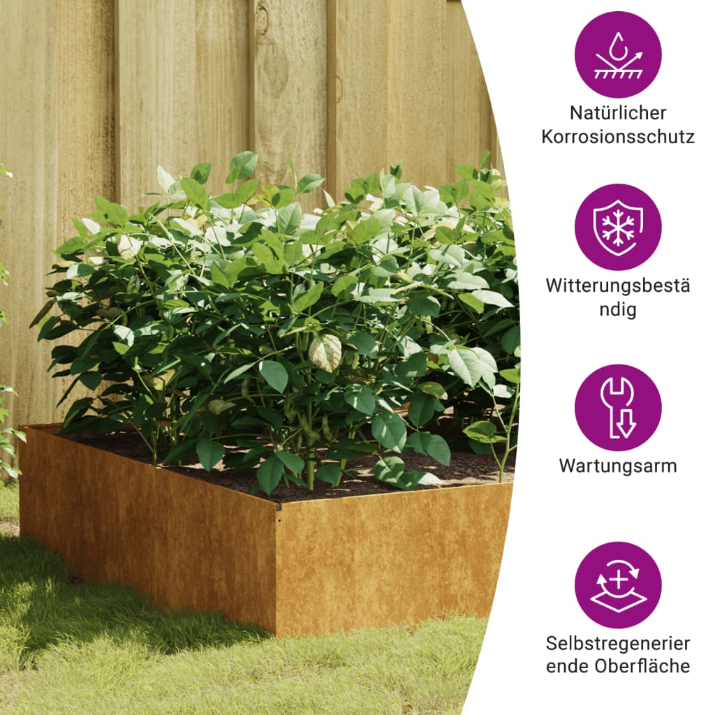 Fioriera Rialzata da Giardino 100x100x41 cm in Acciaio Corten - homemem39