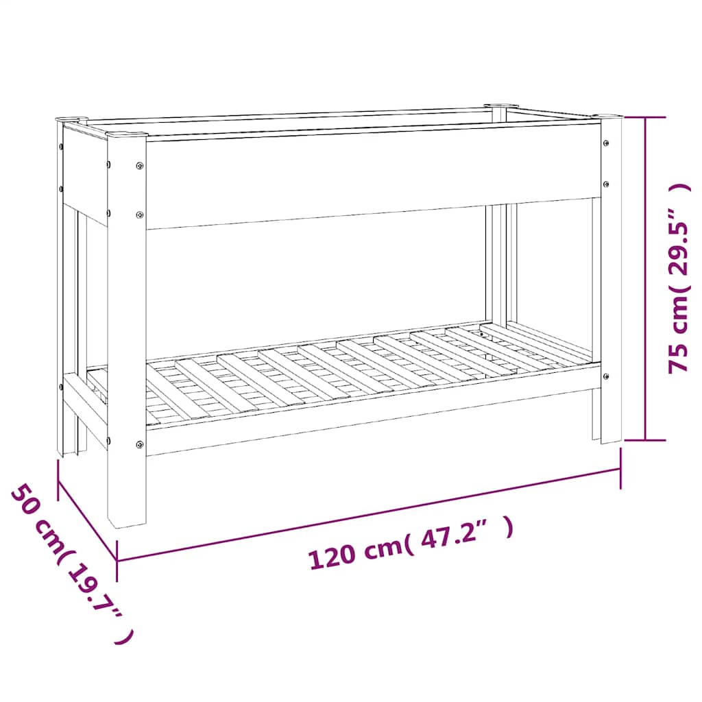 Fioriera Rialzata Giardino con Ripiano Grigia 120x50x75 cm WPC | homemem39