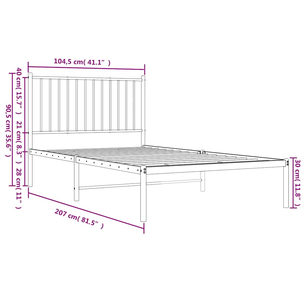 Giroletto con Testiera Metallo Nero 100x200 cm | homemem39