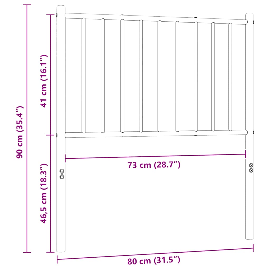 Testiera di Ricambio in Metallo Nero 75 cm | homemem39