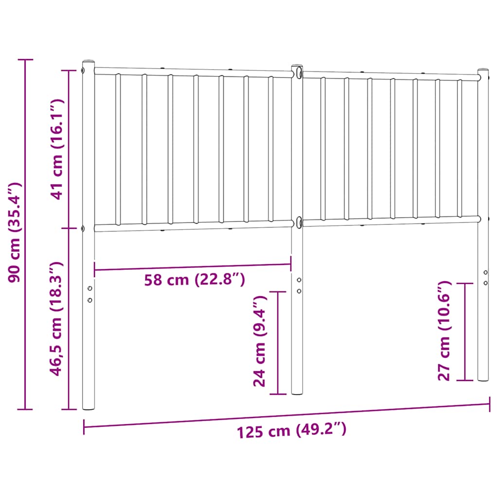 Testiera di Ricambio in Metallo Nero 120 cm