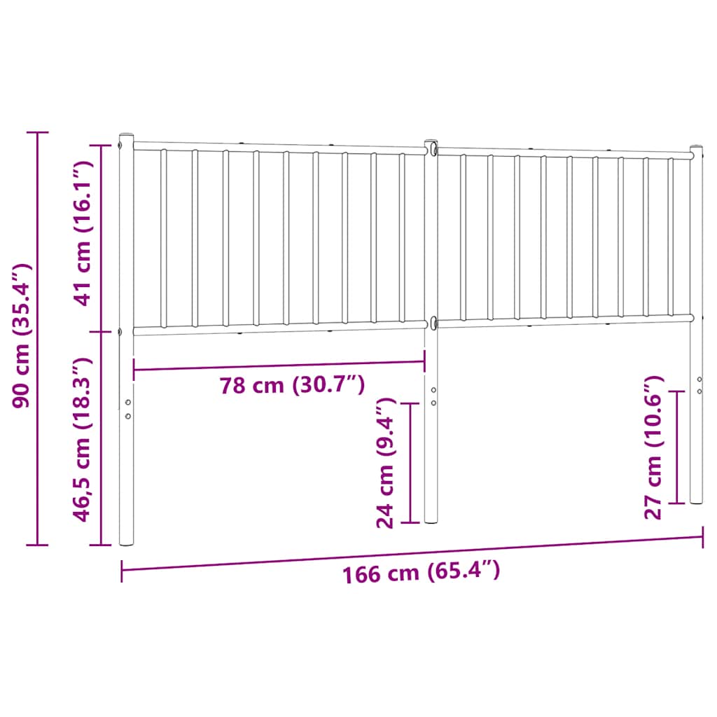 Testiera di Ricambio in Metallo Nero 180 cm | homemem39