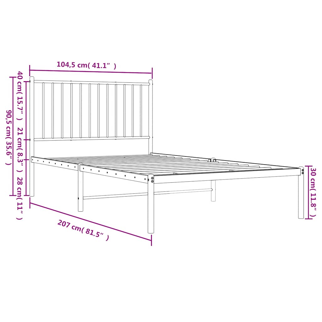 Giroletto con Testiera Metallo Bianco 100x200 cm | homemem39