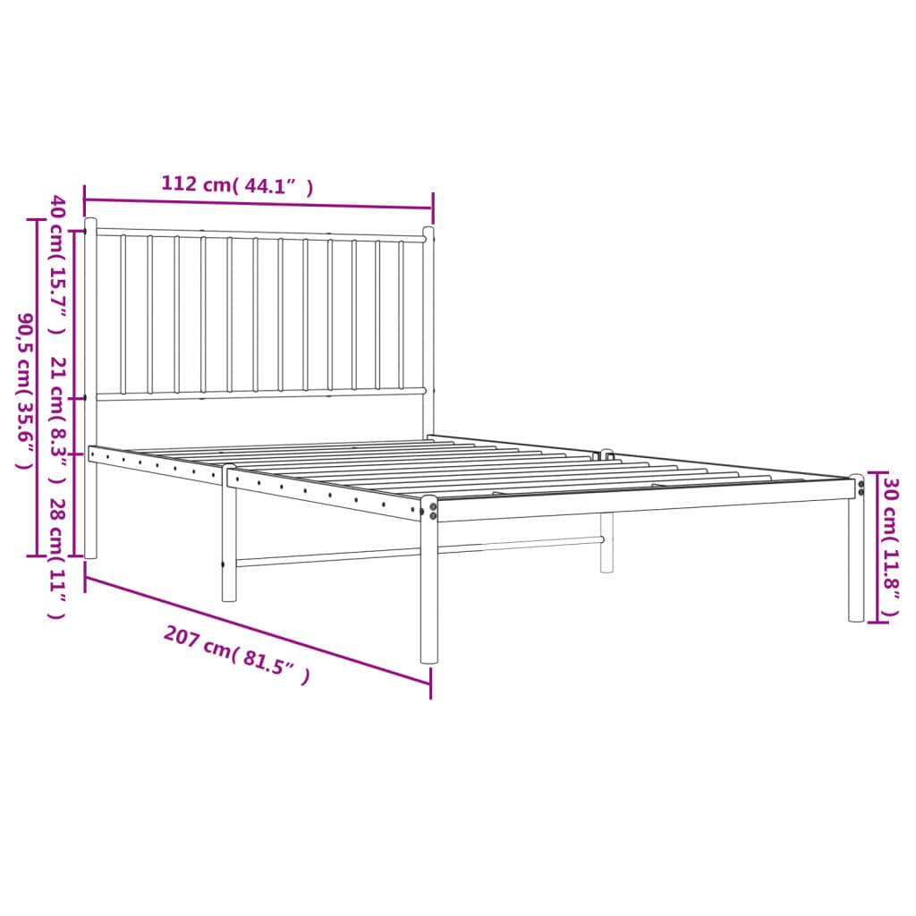 Giroletto con Testiera Metallo Bianco 107x203 cm | homemem39