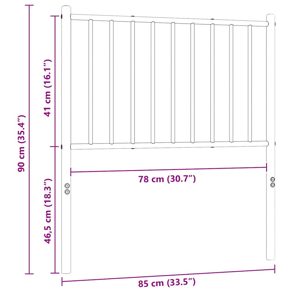 Testiera di Ricambio in Metallo Bianco 80 cm | homemem39