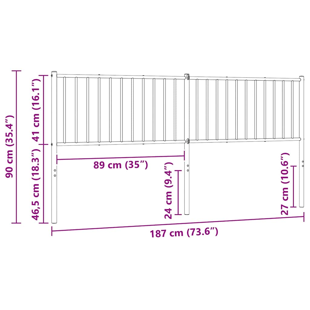 Testiera di Ricambio in Metallo Bianco 180 cm | homemem39