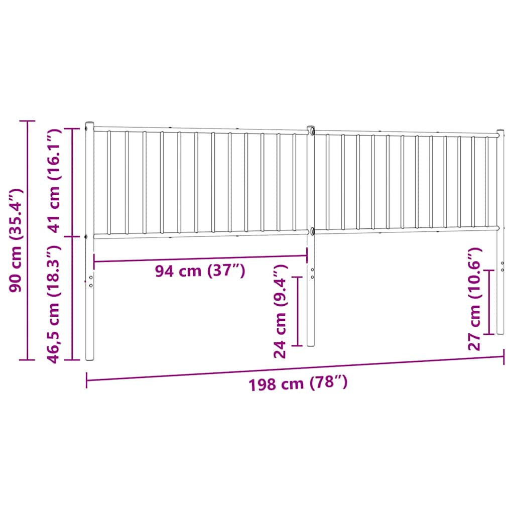 Testiera di Ricambio in Metallo Bianco 193 cm | homemem39