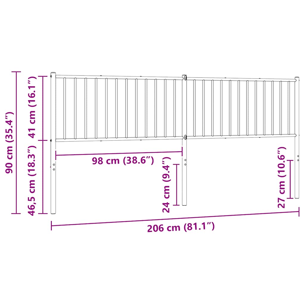 Testiera di Ricambio in Metallo Bianco 200 cm | homemem39