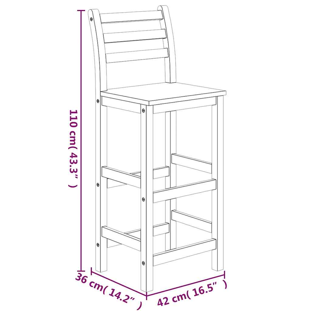 Set da Bar da Giardino 7 pz in Legno Massello di Acacia | homemem39