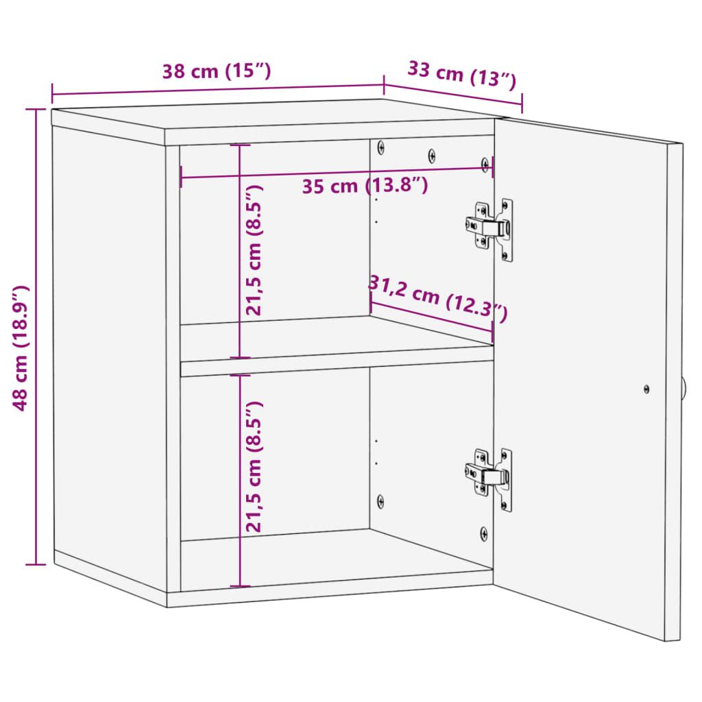 Mobile da Bagno a Parete 38x33x48cm Legno Massello di Recupero | homemem39