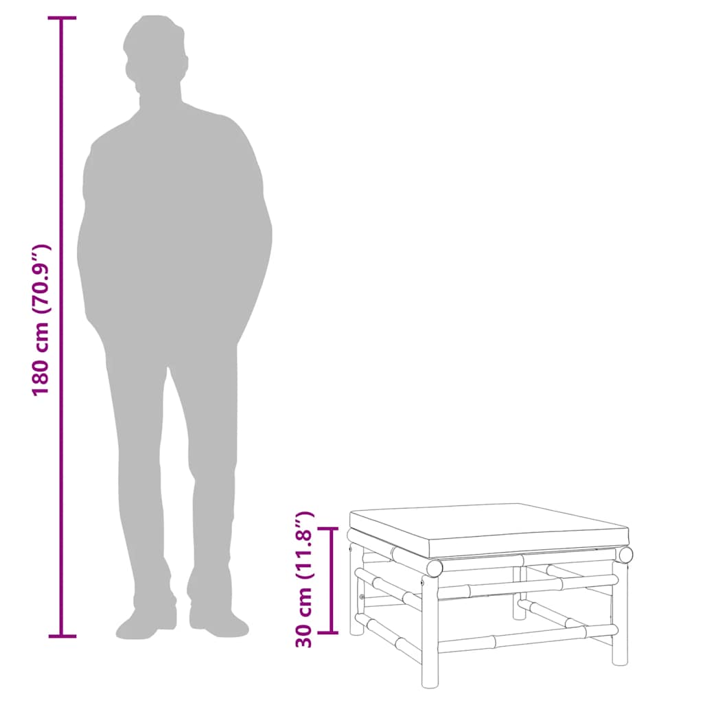 Poggiapiedi da Giardino con Cuscino Verde in Bambù - homemem39
