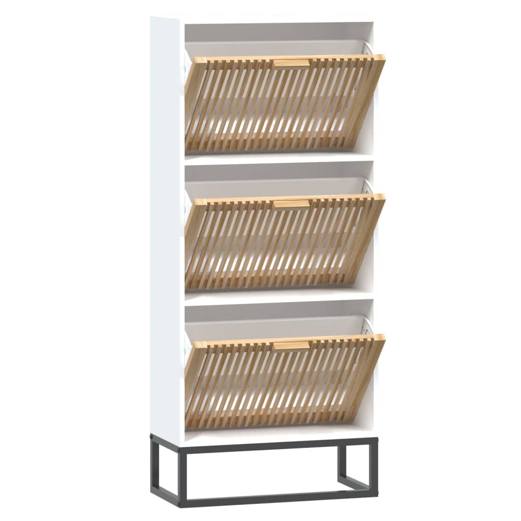 Scarpiera Bianca 52x25x120 cm in Legno Multistrato - homemem39