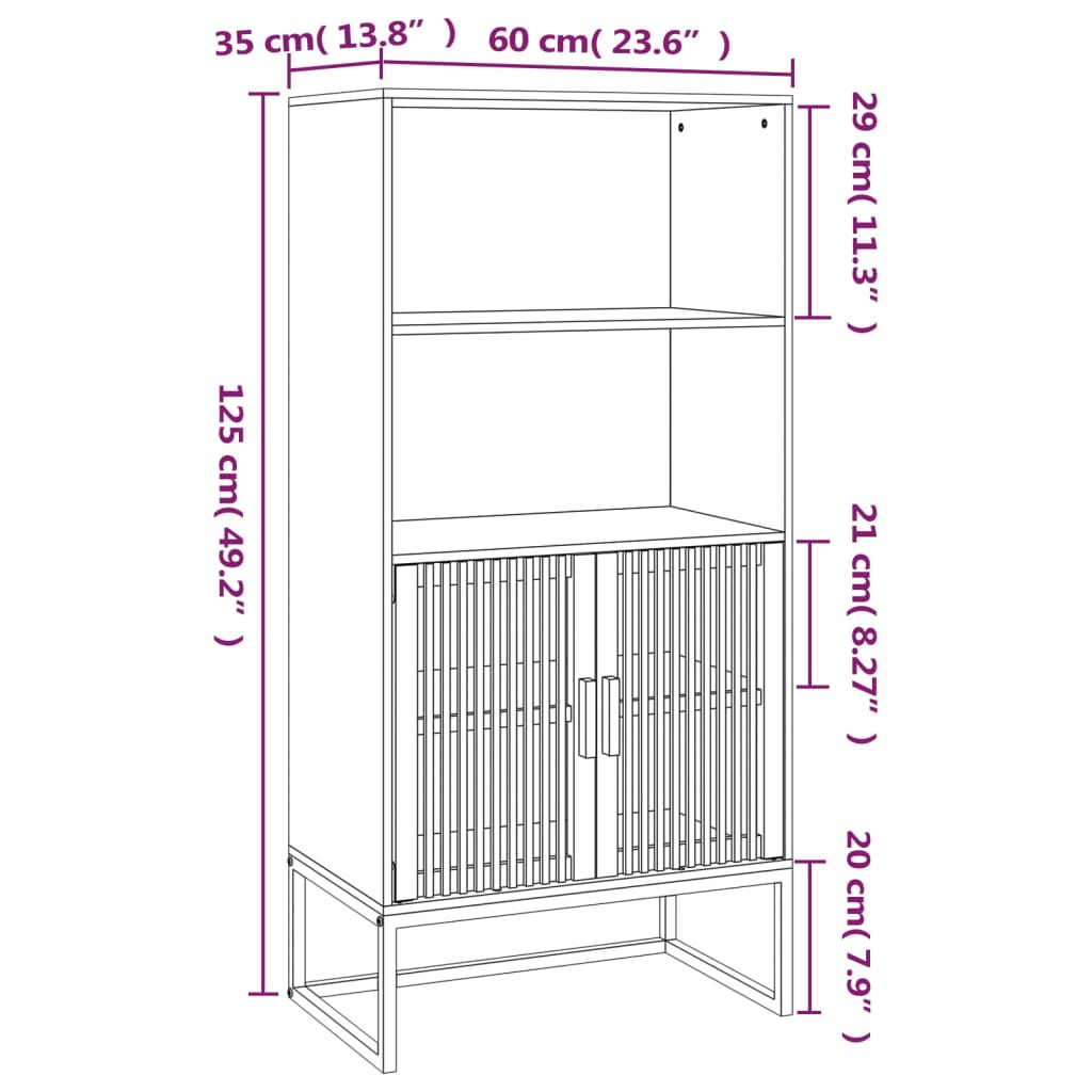 Credenza Nera 60x35x125 cm in Legno Multistrato - homemem39