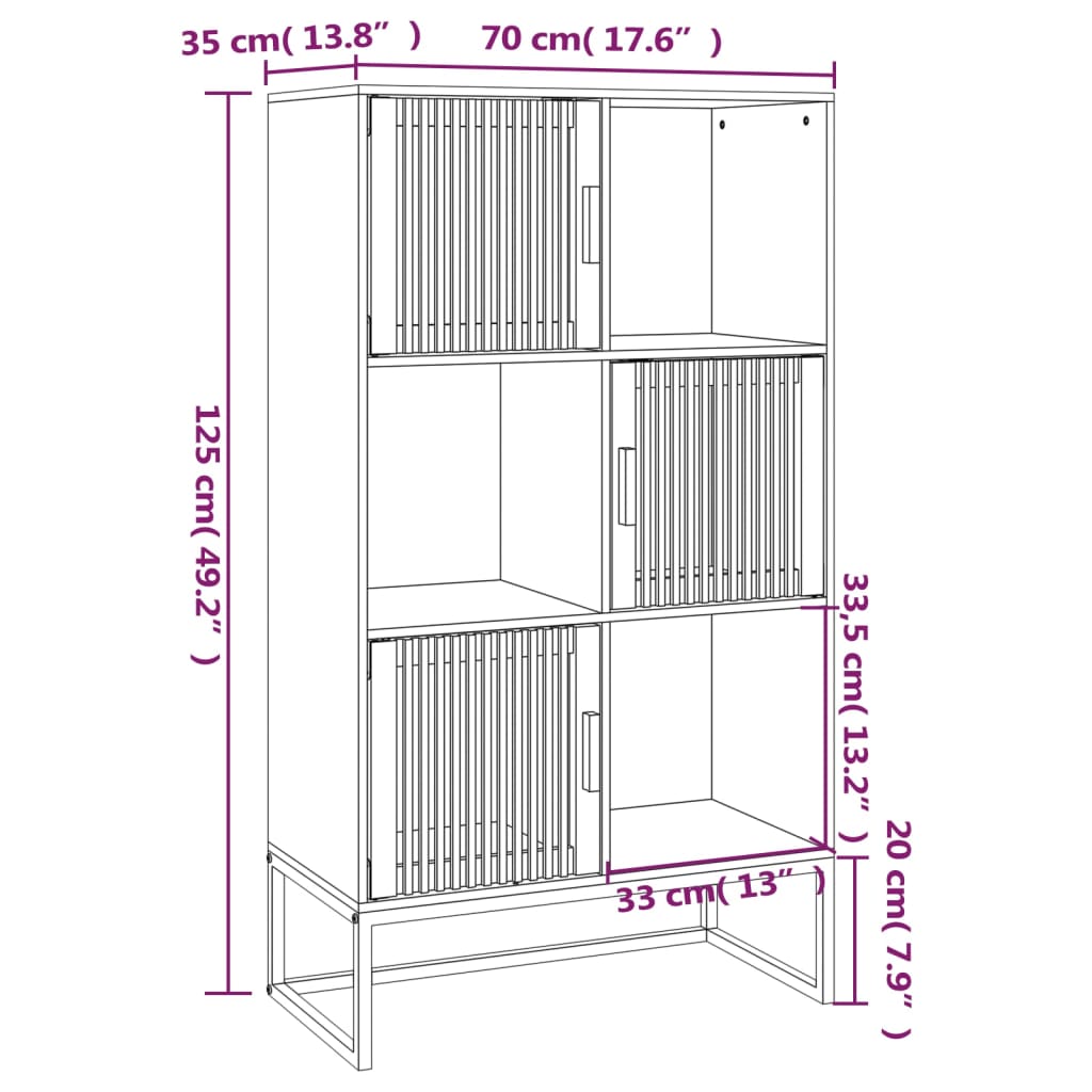 Credenza Nera 70x35x125 cm in Legno Multistrato - homemem39