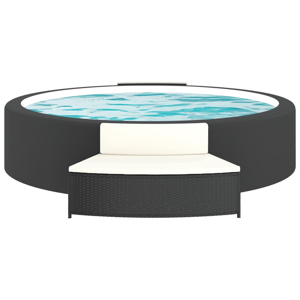 Panche per Spa con Cuscini 2 pz in Polyrattan Nero - homemem39