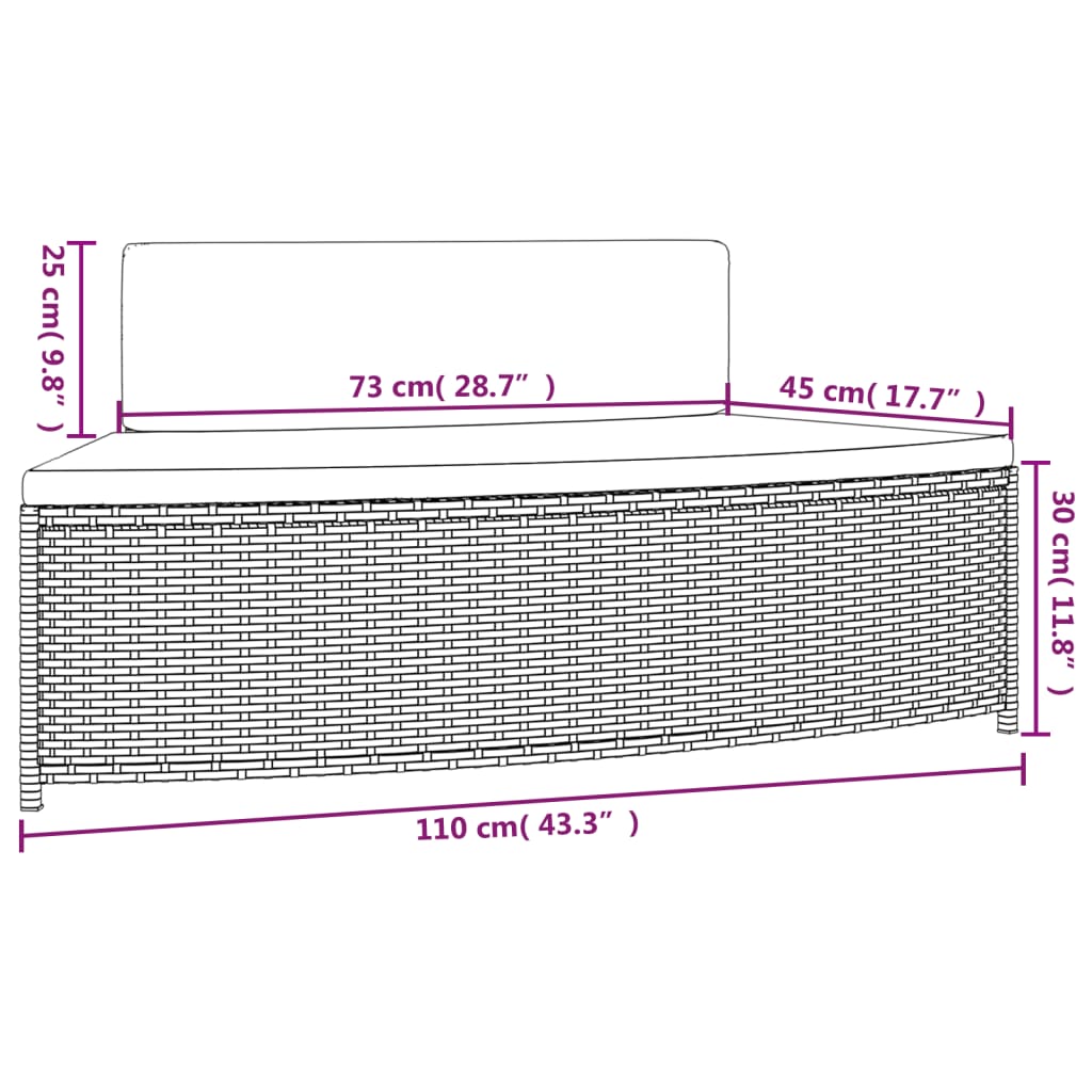 Panche per Spa con Cuscini 2 pz in Polyrattan Nero - homemem39