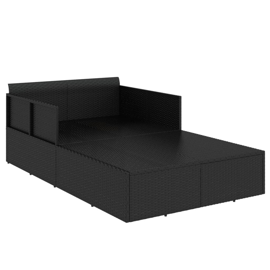 Lettino con Cuscini Nero 182x118x63 cm in Polyrattan - homemem39