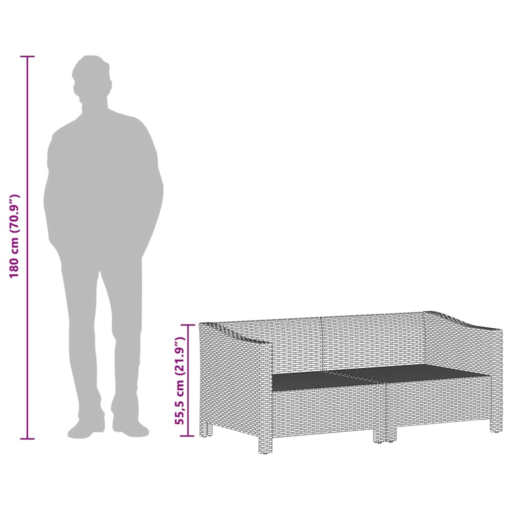 Set da giardino 2 pezzi con cuscini grigio in polyrattan | homemem39