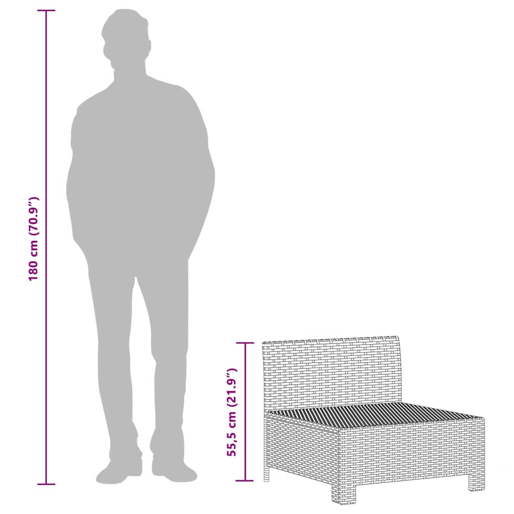 Set da giardino 3 pezzi con cuscini grigio in polyrattan | homemem39