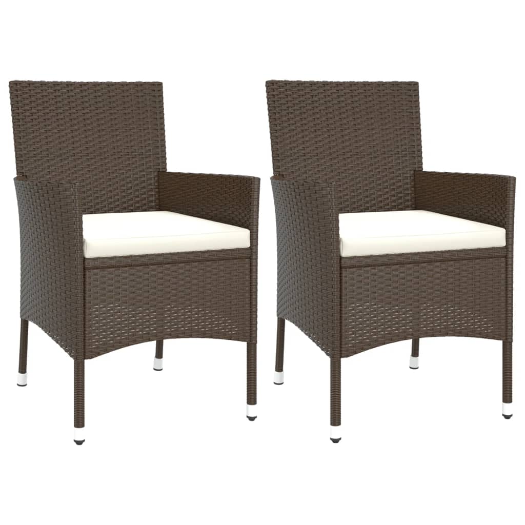 Sedie da giardino con cuscini 2 pz in polyrattan marrone (solo UK/IE/FI/NO)
