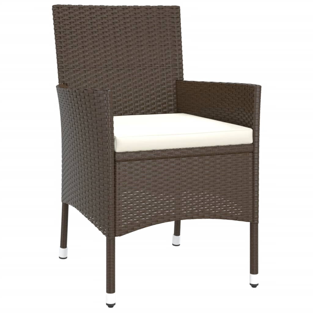 Sedie da giardino con cuscini 2 pz in polyrattan marrone (solo UK/IE/FI/NO)