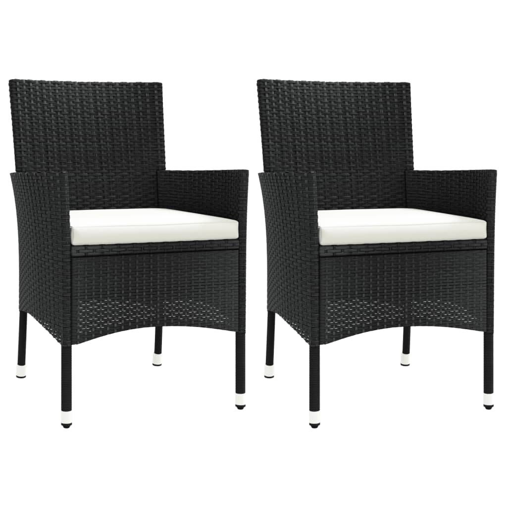 Sedie da giardino con cuscini 2 pz nere in polyrattan (solo UK/IE/FI/NO)