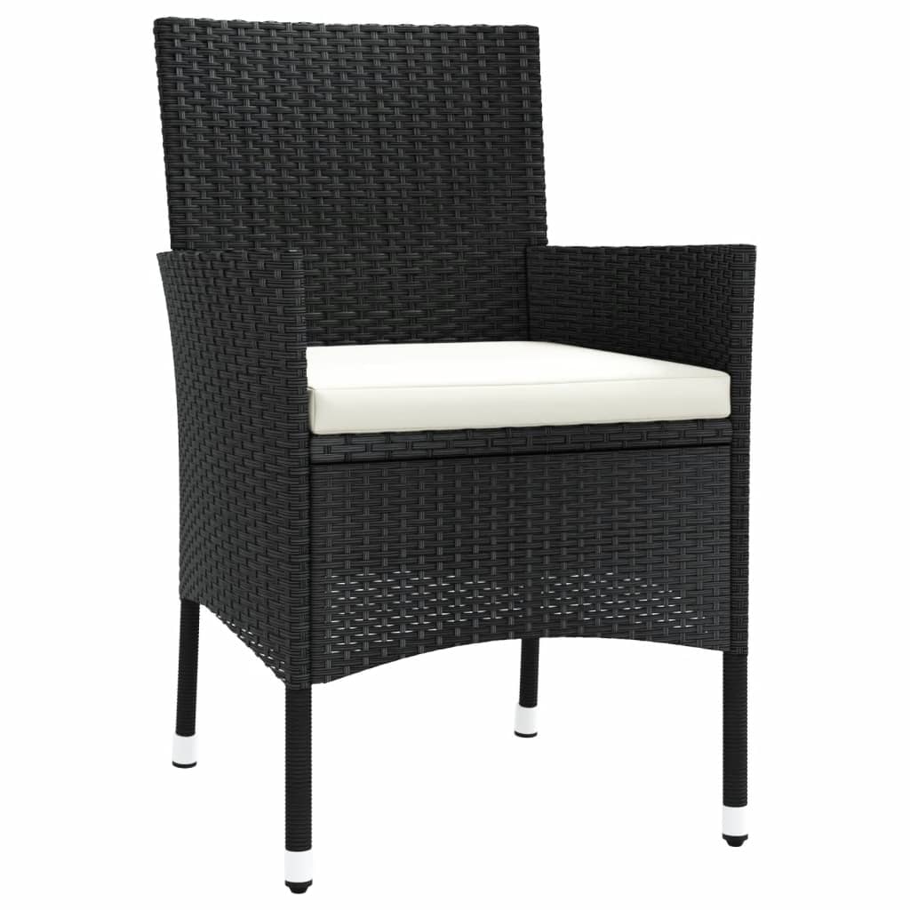 Sedie da giardino con cuscini 2 pz nere in polyrattan (solo UK/IE/FI/NO)