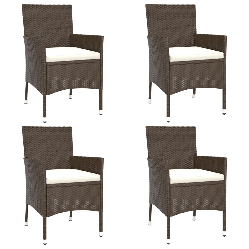 Sedie da giardino con cuscini 4 pz in polyrattan marrone (solo UK/IE/FI/NO)
